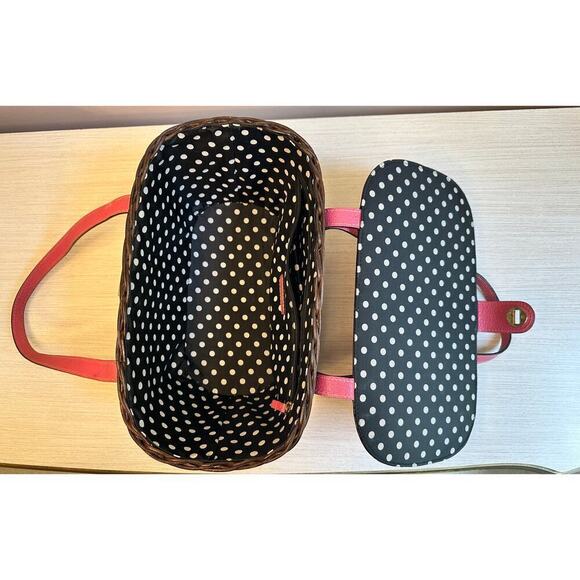 Kate Spade Pink Gold Wicker Picnic Basket Purse Mint Condition - Picture 8 of 12